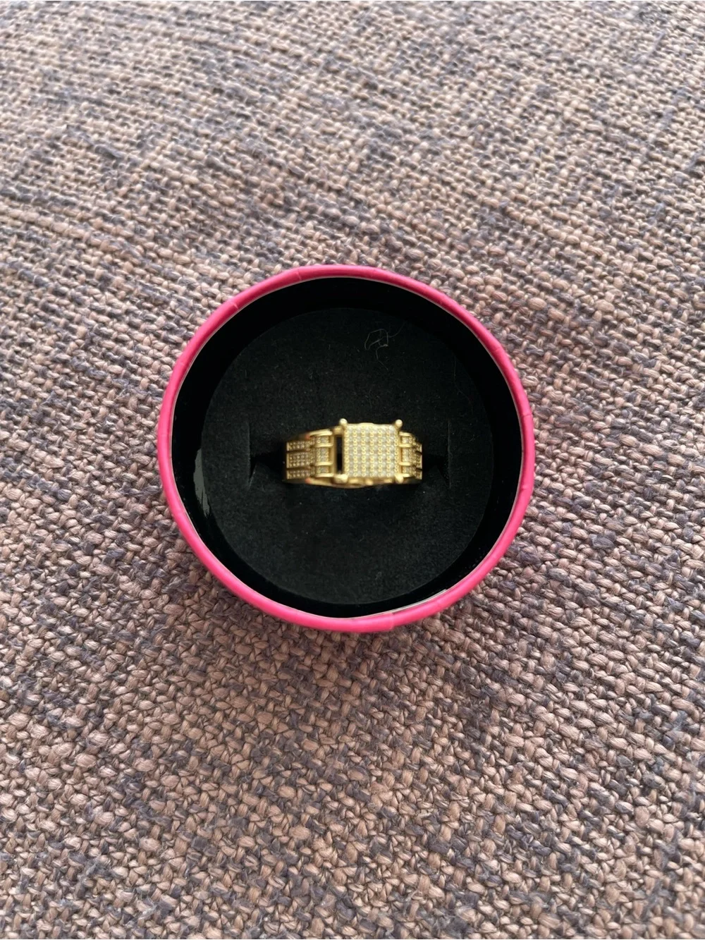 Sharper Image Gold Pavé Square-Top Statement Ring